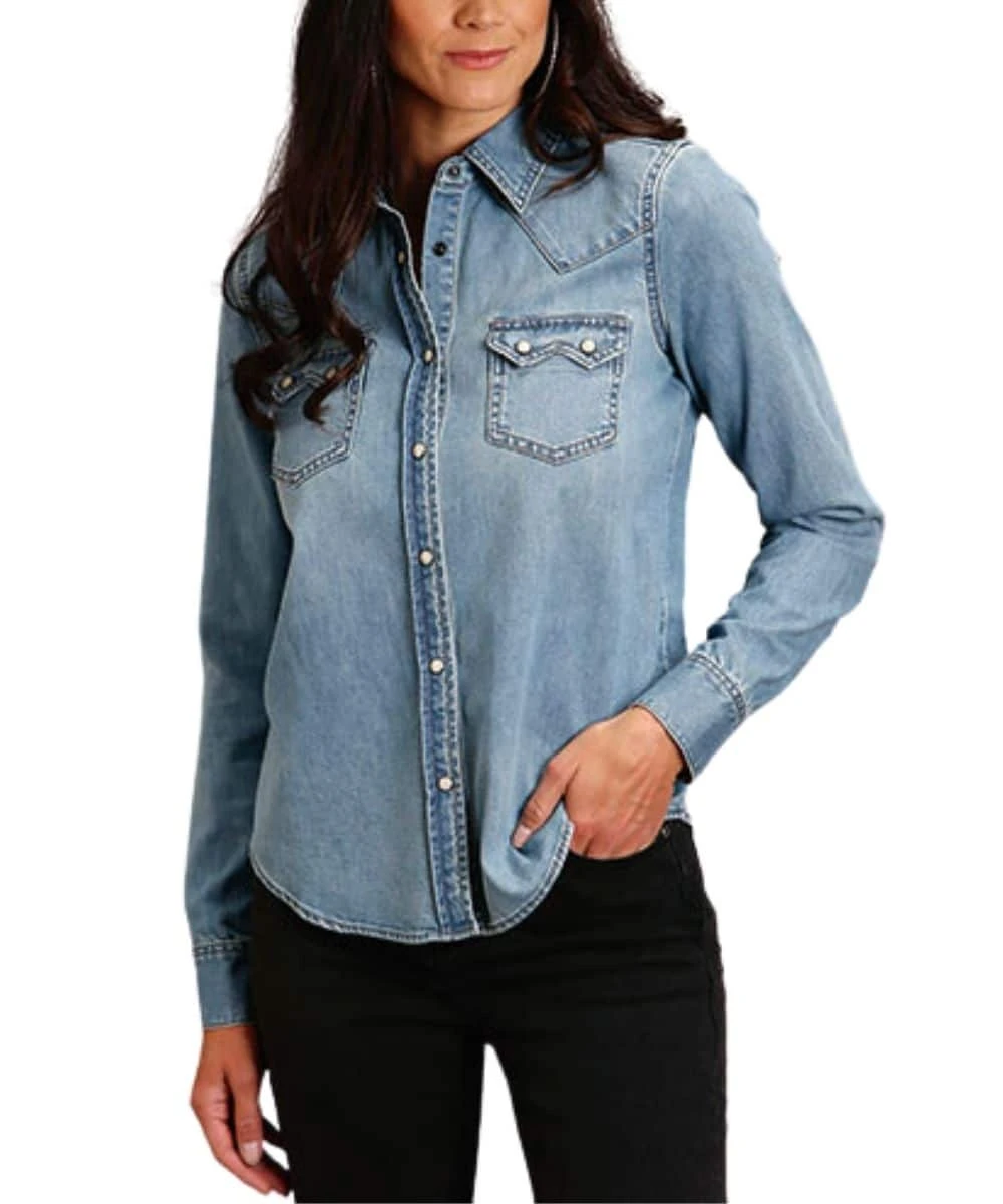 Stetson Women's Denim Snap Blouse 3 Stetson Women's Denim Snap Blouse