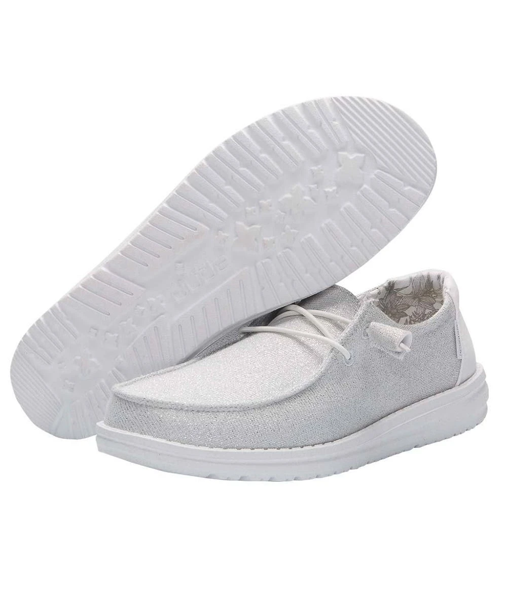Hey Dude Women's Sparkling White Wendy Stretch Shoe 3 Hey Dude Women's Sparkling White Wendy Stretch Shoe