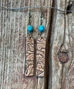 J. Forks Designs Women's Embossed Leather Earrings