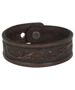 Trenditions Women's Justin Dark Brown Tooled Leather Bracelet