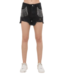 April Society Women's Fringe Rhinestone Shorts