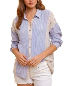 Hem & Threads Women's Soft Denim Button Down Shirt