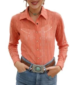Cruel Girl Women's Western Lace Snap Shirt