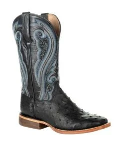 Durango Women's Premium Exotics Black Full Quill Ostrich Western Boot