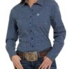 Cinch Women's Blue Button Down Western Shirt -Ariaa Clothing Shop MSW9164192 a