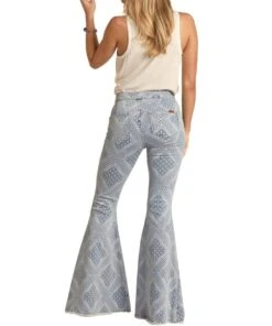 Rock & Roll Cowgirl Women's Bandana Bell Bottom Jean -Ariaa Clothing Shop RRWD7PR0S0 b