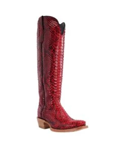R. Watson Women's Red And Black Python Boot