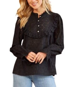 Savanna Jane Women's Eyelet Blouse