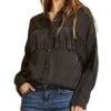 Andree By Unit Women's Fringe Button Down Shirt -Ariaa Clothing Shop T10990 black