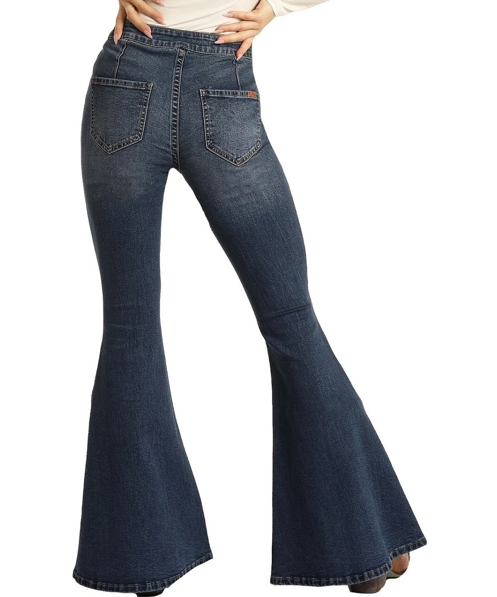 Rock & Roll Cowgirl Women's Button Bells Flare Jean 4 Rock & Roll Cowgirl Women's Button Bells Flare Jean - Image 2