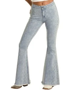 Panhandle Women's Button Bell High Rise Stretch Flare Jean