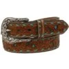 M&F Western Women's Nocona Brown Embossed With Turquoise Inlay Belt -Ariaa Clothing Shop n3410433