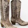 Corral Women's Distressed Tan Embroidered Boot -Ariaa Clothing Shop products 1000013585