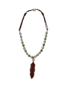 J. Forks Designs Women's Earth Jasper Feather Necklace