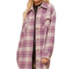 Hem & Thread Women's Purple Plaid Flannel Shacket