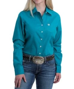 Cinch Women's Teal Button Down Shirt