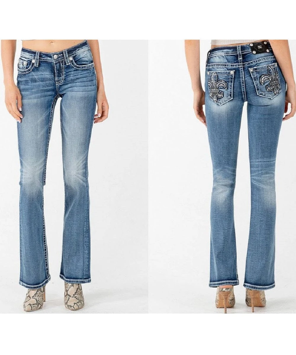 Miss Me Women's Low Rise Fleur De Lis Bootcut Jean 3 Miss Me Women's Low Rise Fleur De Lis Bootcut Jean