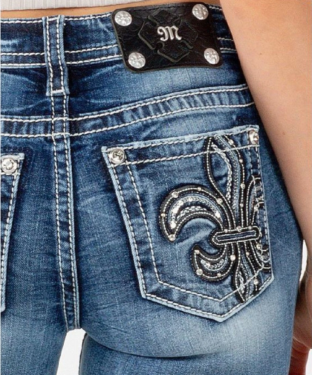 Miss Me Women's Low Rise Fleur De Lis Bootcut Jean 4 Miss Me Women's Low Rise Fleur De Lis Bootcut Jean - Image 2