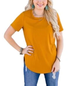 Crazy Train Women's Solid Choice Tee -Ariaa Clothing Shop products solidchoiceteemustard