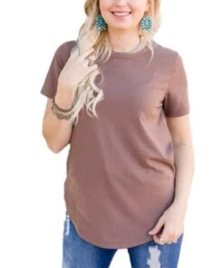 Crazy Train Women's Solid Choice Tee -Ariaa Clothing Shop products solidchoiceteetaupe