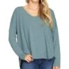 She & Sky Women's Slate Green Hi Low Knit Top -Ariaa Clothing Shop products ss7672