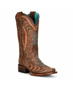Corral Women's Embroidered Inlay Studded Square Toe Boot