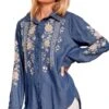 Andree By Unit Women's Plus Size Savanna Jane Embroidered Button Down -Ariaa Clothing Shop t10897 A